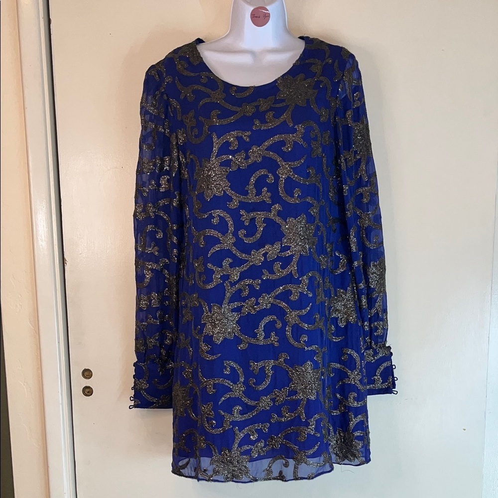 Dallin Chase Cobalt Blue and Pewter sparkle Women's Dress size medium